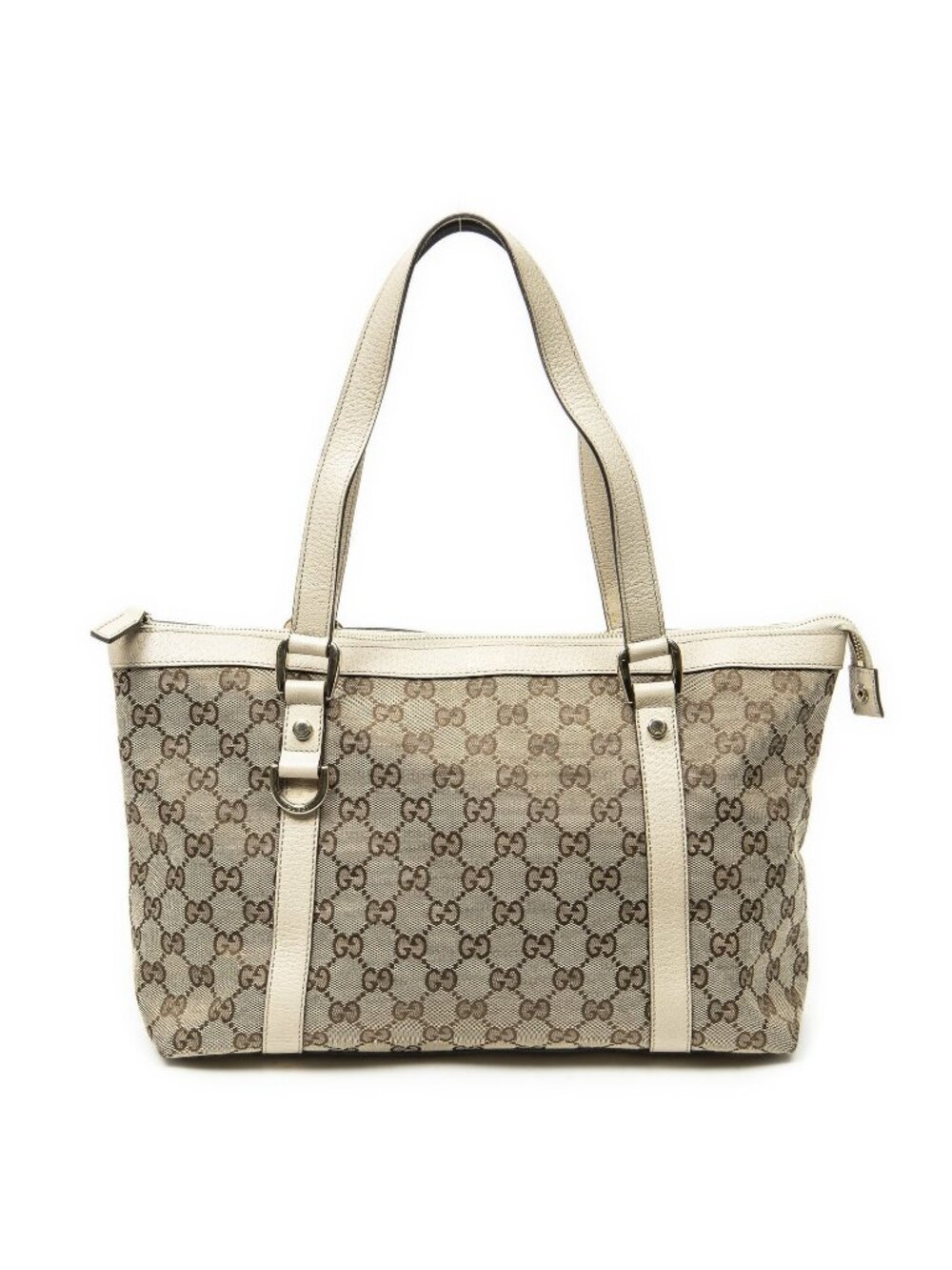 Gucci Abbey Zip Tote Bag Ivory Beige GG Canvas